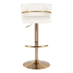 Cinch Adjustable Barstool - Set of 2 - Gold Metal, White PU