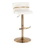 Cinch Adjustable Barstool - Set of 2 - Gold Metal, White PU