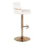 Cinch Adjustable Barstool - Set of 2 - Gold Metal, White PU