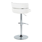 Cinch Adjustable Barstool - Set of 2 - Chrome Metal, White PU