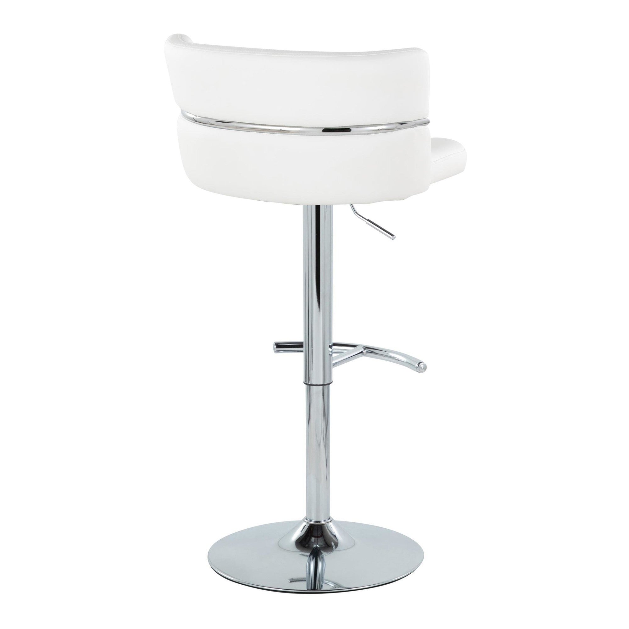 Cinch Adjustable Barstool - Set of 2 - Chrome Metal, White PU