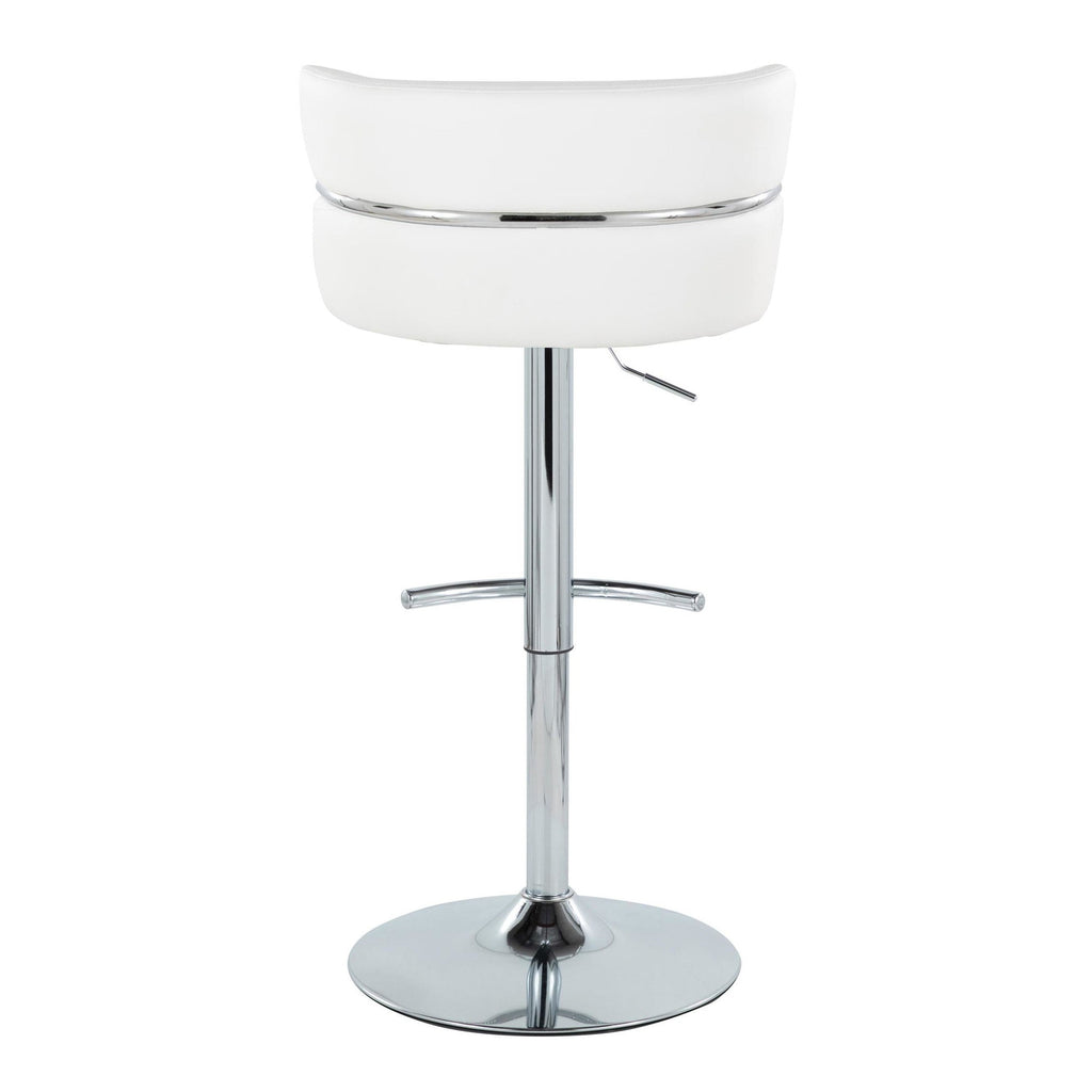 Cinch Adjustable Barstool - Set of 2 - Chrome Metal, White PU