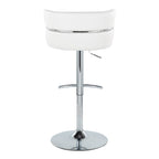Cinch Adjustable Barstool - Set of 2 - Chrome Metal, White PU