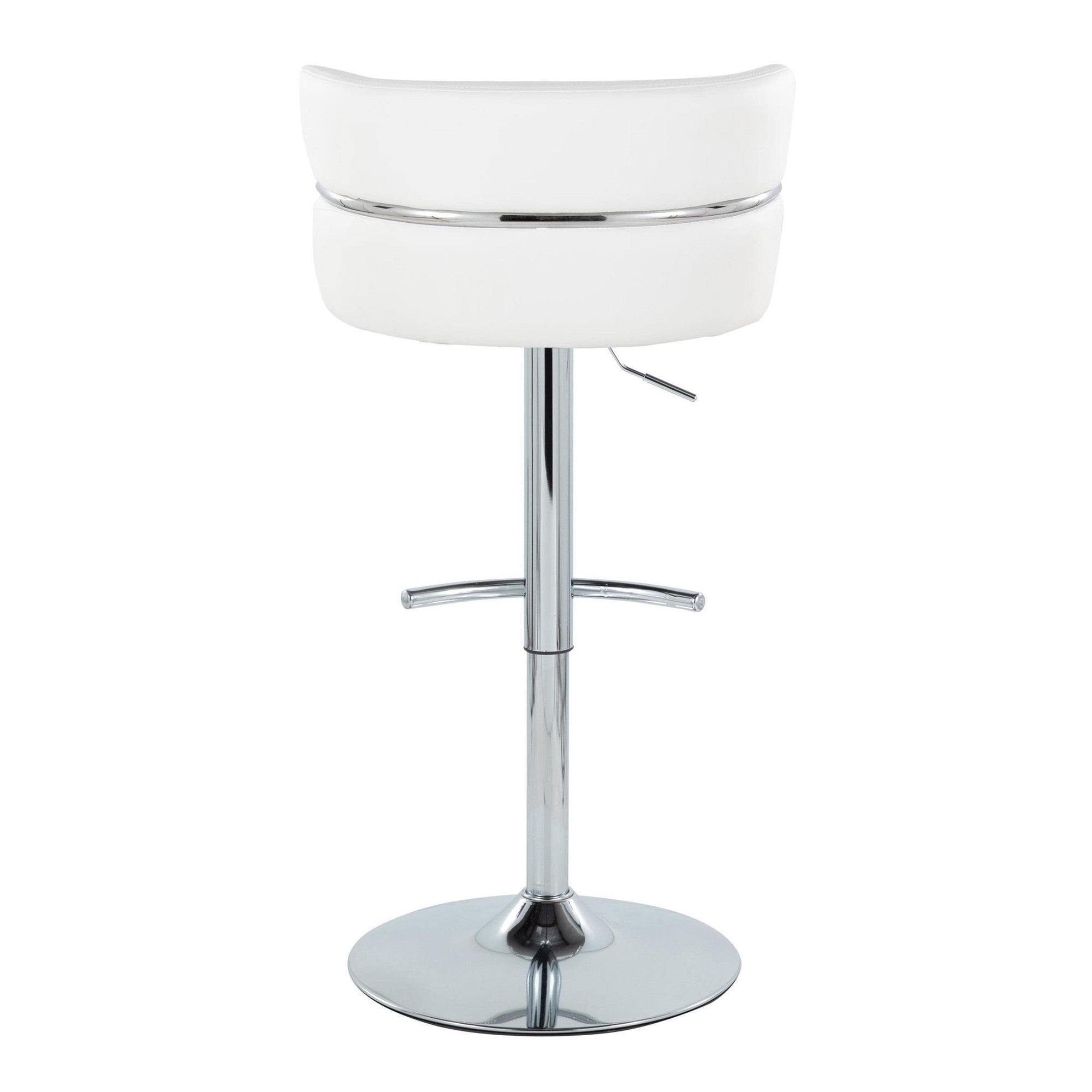 Cinch Adjustable Barstool - Set of 2 - Chrome Metal, White PU