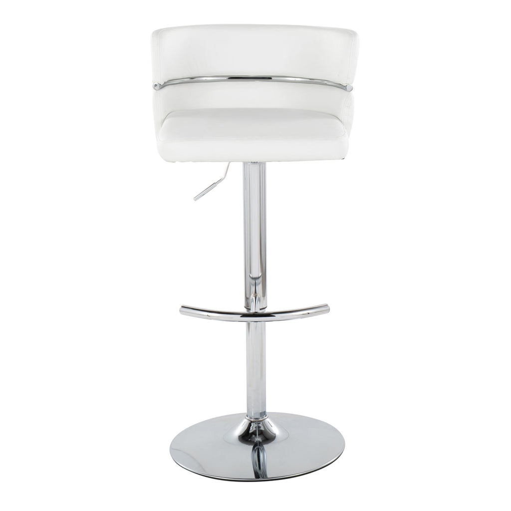 Cinch Adjustable Barstool - Set of 2 - Chrome Metal, White PU