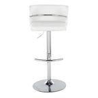 Cinch Adjustable Barstool - Set of 2 - Chrome Metal, White PU