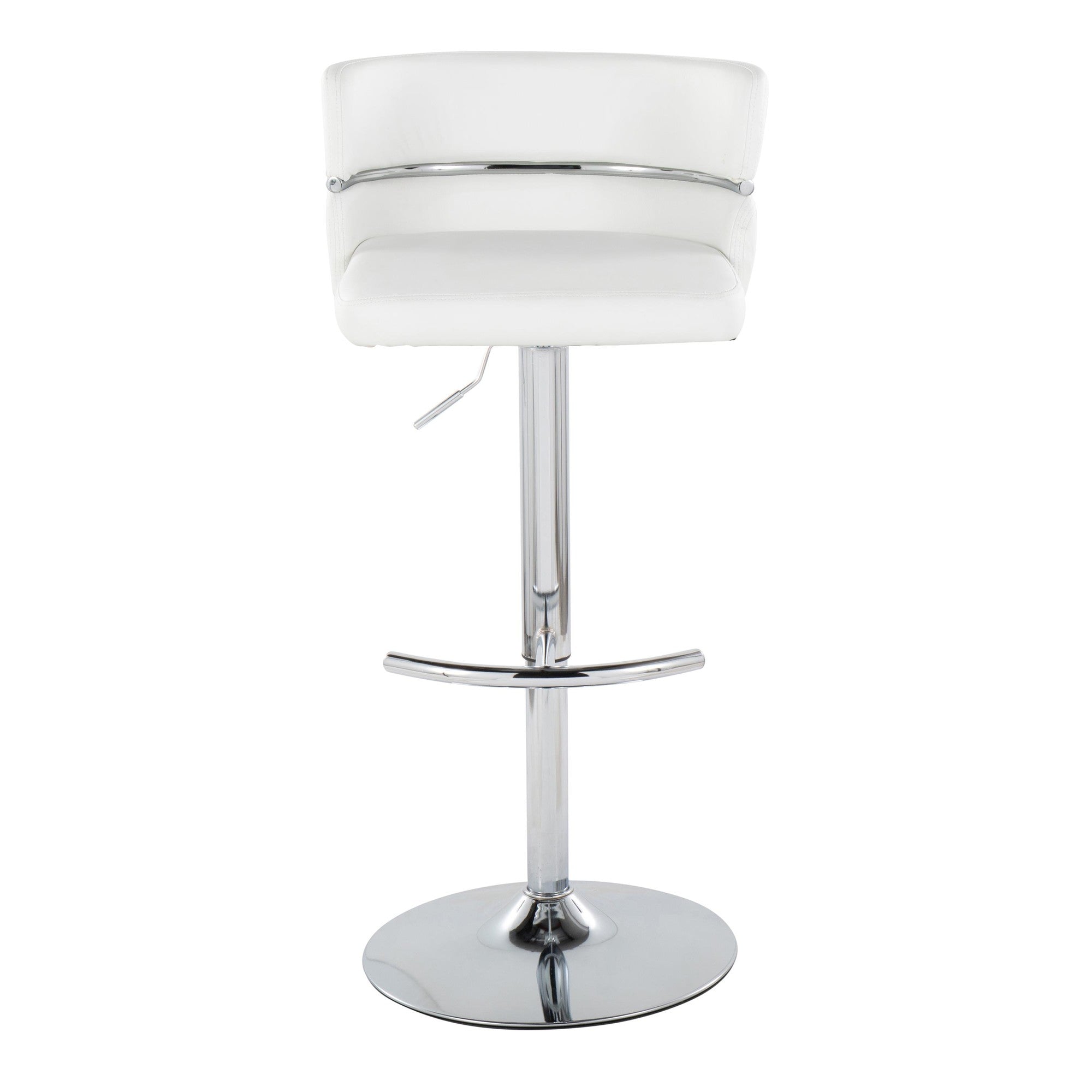 Cinch Adjustable Barstool - Set of 2 - Chrome Metal, White PU