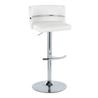 Cinch Adjustable Barstool - Set of 2 - Chrome Metal, White PU