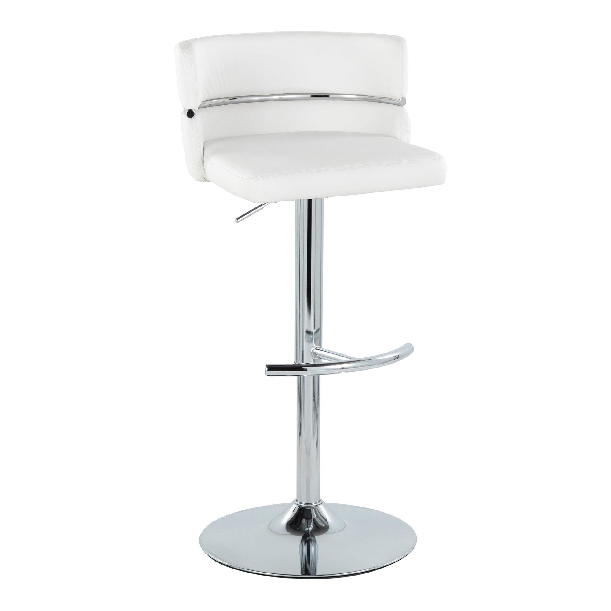 Cinch Adjustable Barstool - Set of 2 - Chrome Metal, White PU
