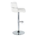 Cinch Adjustable Barstool - Set of 2 - Chrome Metal, White PU