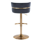 Cinch Adjustable Barstool - Set of 2 - Gold Metal, Black Velvet