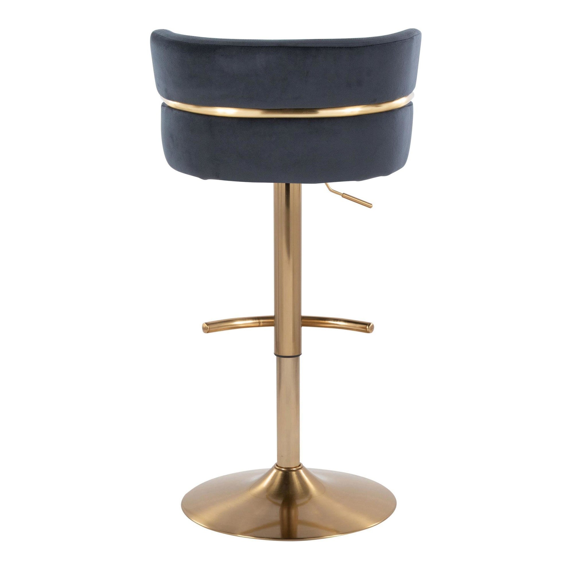 Cinch Adjustable Barstool - Set of 2 - Gold Metal, Black Velvet