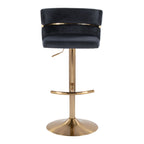 Cinch Adjustable Barstool - Set of 2 - Gold Metal, Black Velvet