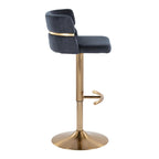 Cinch Adjustable Barstool - Set of 2 - Gold Metal, Black Velvet