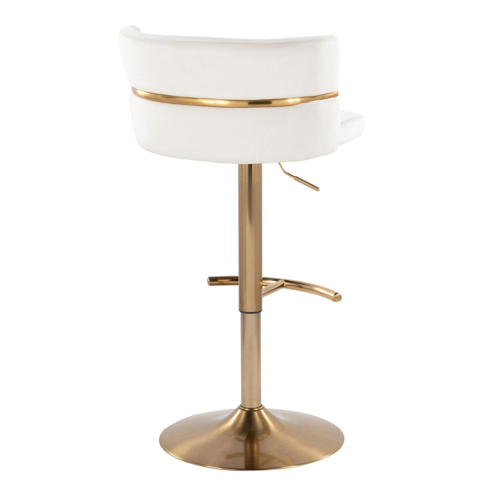 Cinch Adjustable Barstool - Set of 2 - Gold Metal, Cream Velvet