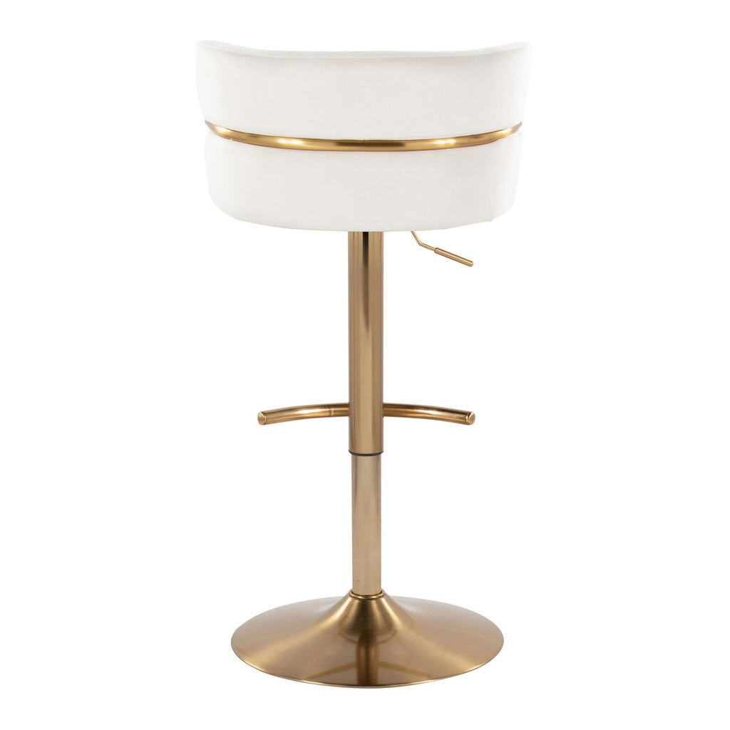 Cinch Adjustable Barstool - Set of 2 - Gold Metal, Cream Velvet