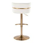 Cinch Adjustable Barstool - Set of 2 - Gold Metal, Cream Velvet