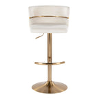 Cinch Adjustable Barstool - Set of 2 - Gold Metal, Cream Velvet