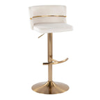 Cinch Adjustable Barstool - Set of 2 - Gold Metal, Cream Velvet