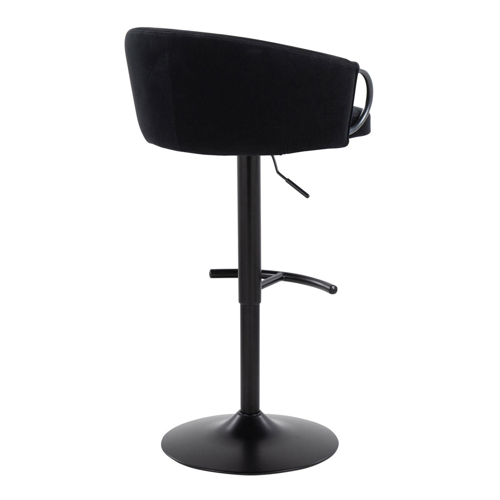 Claire Adjustable Barstool – Set of 2 - Black Metal, Black Velvet