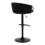 Claire Adjustable Barstool – Set of 2 - Black Metal, Black Velvet