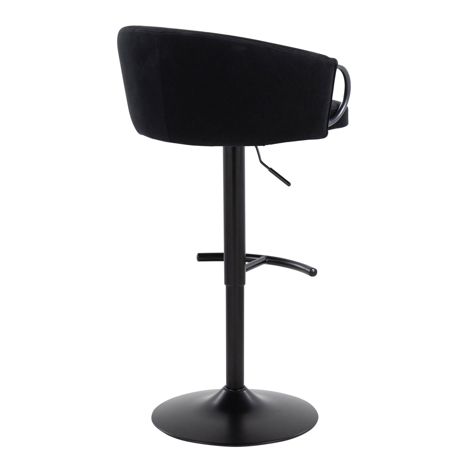 Claire Adjustable Barstool – Set of 2 - Black Metal, Black Velvet
