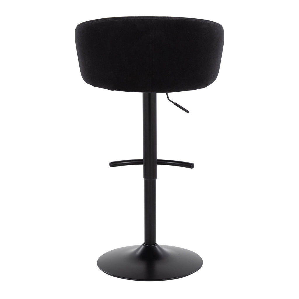 Claire Adjustable Barstool – Set of 2 - Black Metal, Black Velvet