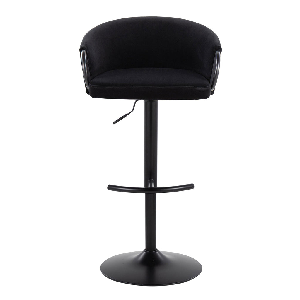 Claire Adjustable Barstool – Set of 2 - Black Metal, Black Velvet