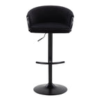 Claire Adjustable Barstool – Set of 2 - Black Metal, Black Velvet
