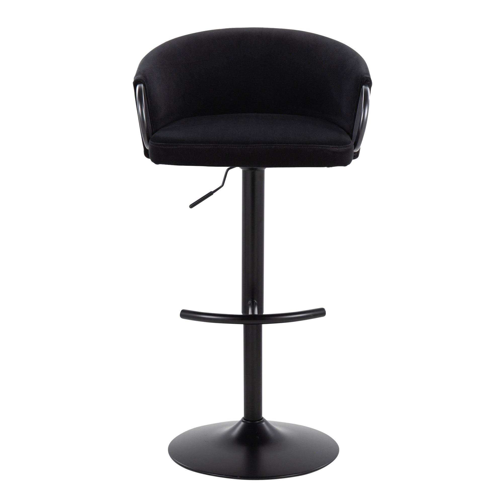 Claire Adjustable Barstool – Set of 2 - Black Metal, Black Velvet
