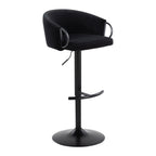 Claire Adjustable Barstool – Set of 2 - Black Metal, Black Velvet
