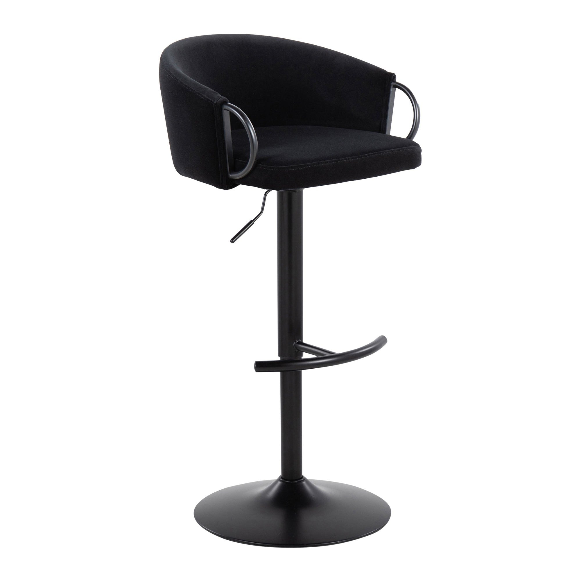 Claire Adjustable Barstool – Set of 2 - Black Metal, Black Velvet