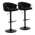 Claire Adjustable Barstool – Set of 2 - Black Metal, Black Velvet