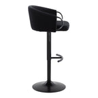Claire Adjustable Barstool – Set of 2 - Black Metal, Black Velvet