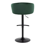 Claire Adjustable Barstool – Set of 2 - Black Metal, Green Velvet