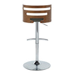 Cosi Adjustable Barstool - Set of 2 - Chrome, Walnut Wood, Charcoal Fabric