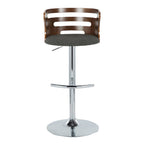 Cosi Adjustable Barstool - Set of 2 - Chrome, Walnut Wood, Charcoal Fabric