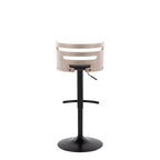 Cosi Adjustable Barstool - Set of 2 - Black Metal, Light Grey Wood, Black PU