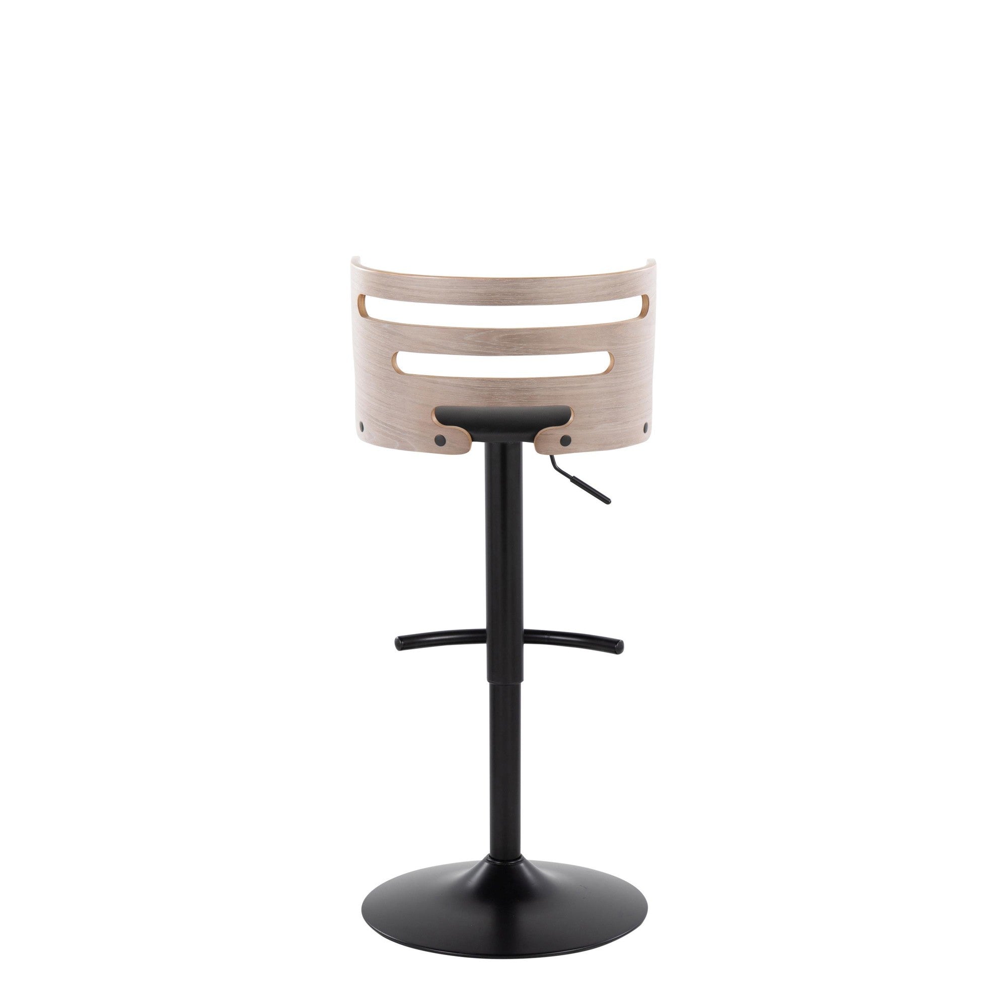 Cosi Adjustable Barstool - Set of 2 - Black Metal, Light Grey Wood, Black PU