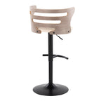 Cosi Adjustable Barstool - Set of 2 - Black Metal, Light Grey Wood, Cream PU
