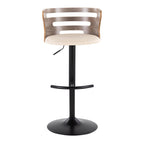 Cosi Adjustable Barstool - Set of 2 - Black Metal, Light Grey Wood, Cream PU