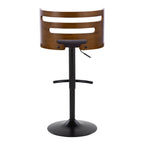 Cosi Adjustable Barstool - Set of 2 - Black Metal, Walnut Wood, Brown PU