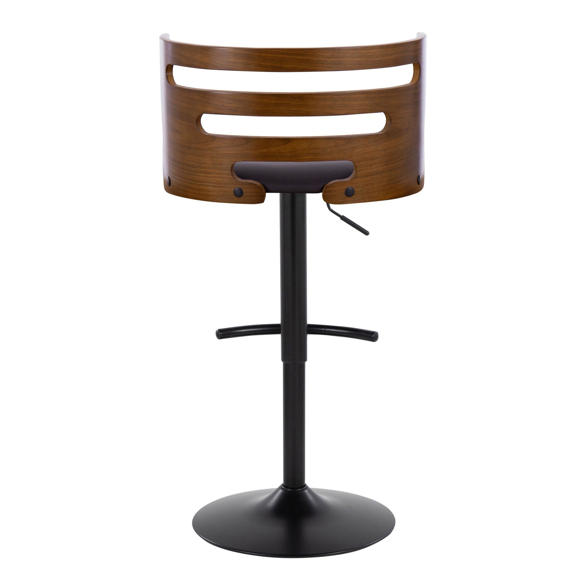 Cosi Adjustable Barstool - Set of 2 - Black Metal, Walnut Wood, Brown PU
