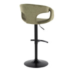 Curva Adjustable Barstool - Set of 2 - Black Metal, Green Fabric