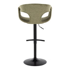 Curva Adjustable Barstool - Set of 2 - Black Metal, Green Fabric