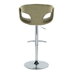 Curva Adjustable Barstool - Set of 2 - Chrome Metal, Green Fabric