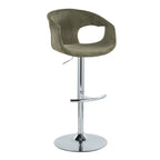 Curva Adjustable Barstool - Set of 2 - Chrome Metal, Green Fabric