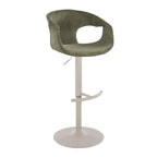 Curva Adjustable Barstool - Set of 2 - Pearl Grey Metal, Green Fabric