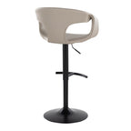 Curva Adjustable Barstool - Set of 2 - Black Metal, Light Grey PU