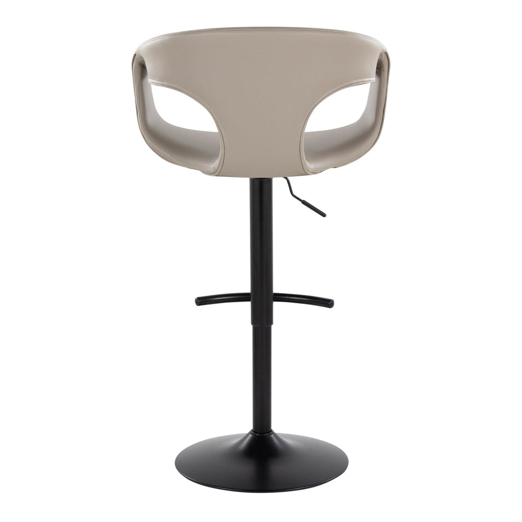 Curva Adjustable Barstool - Set of 2 - Black Metal, Light Grey PU